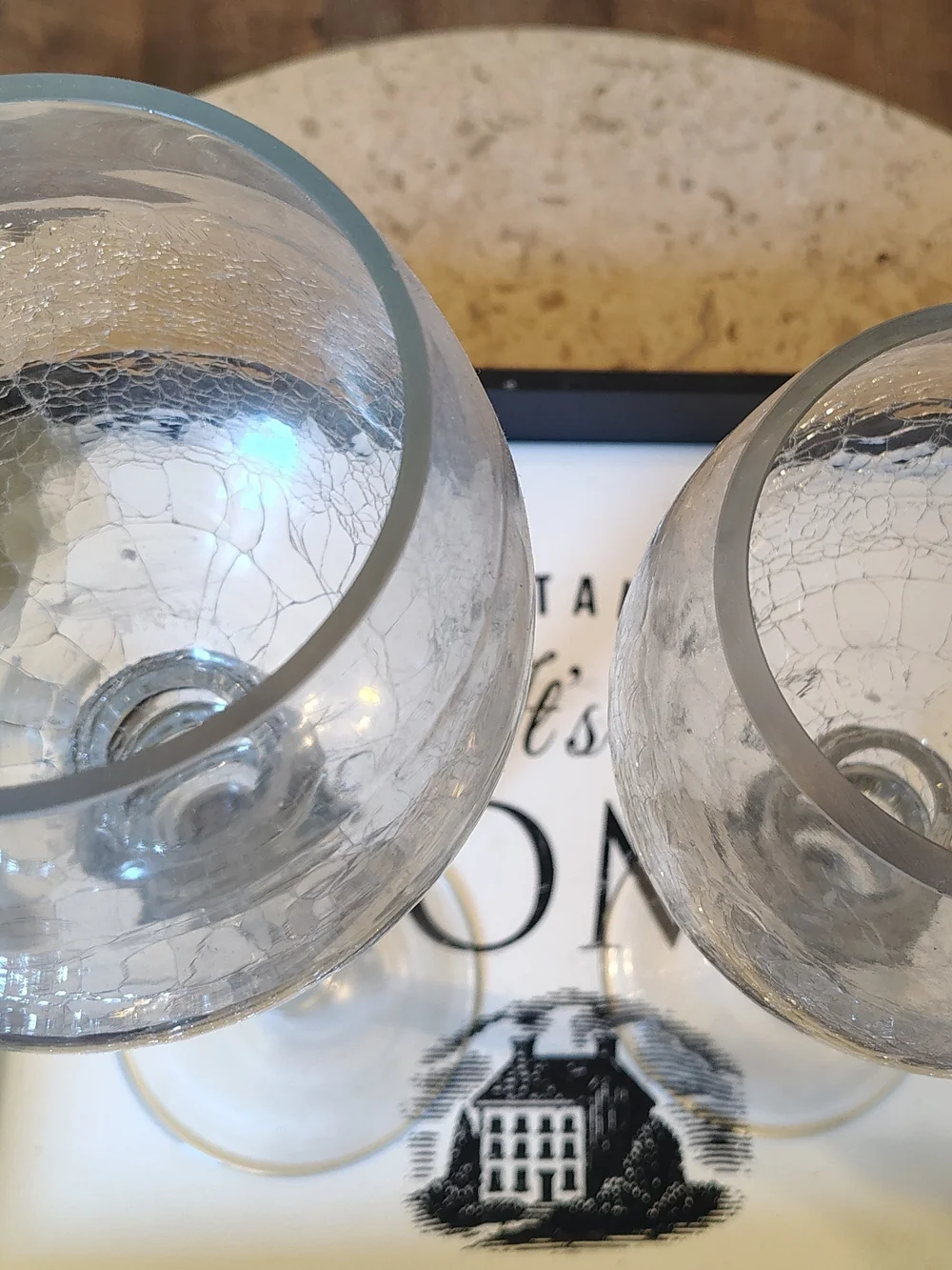 Clear Crackle Glass Hurricane Candle Holders - Home Accents